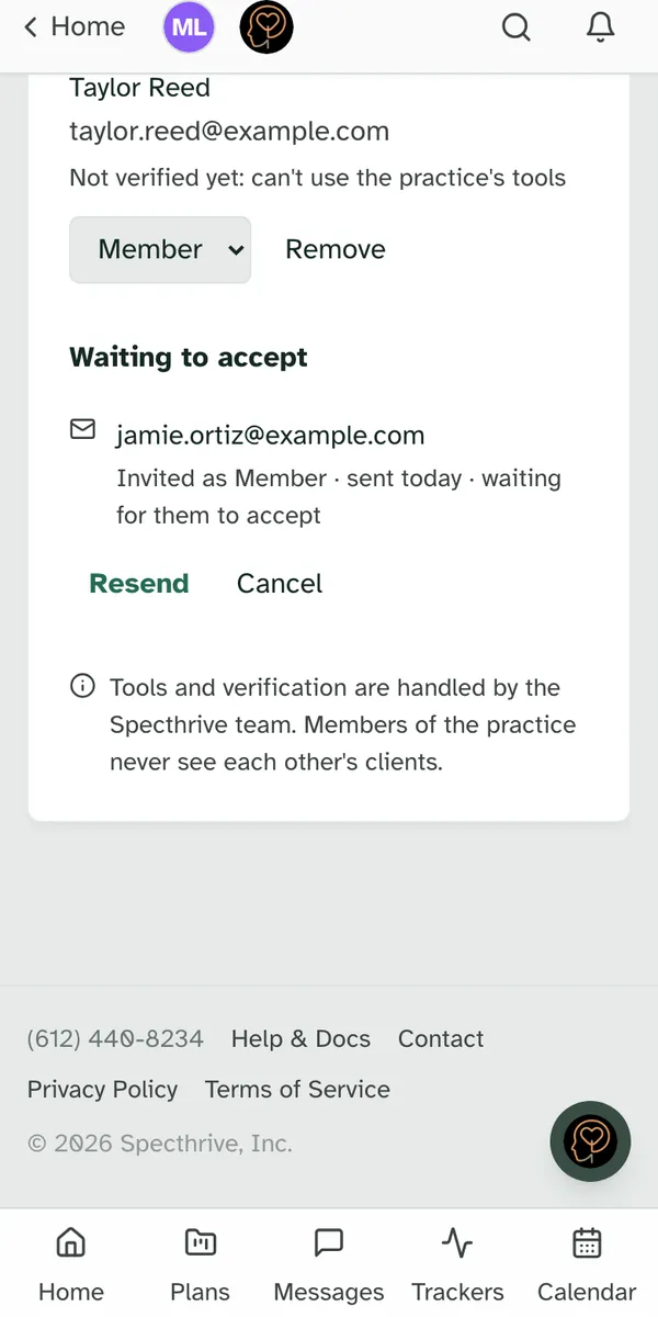 The same list on a phone, showing Waiting to accept